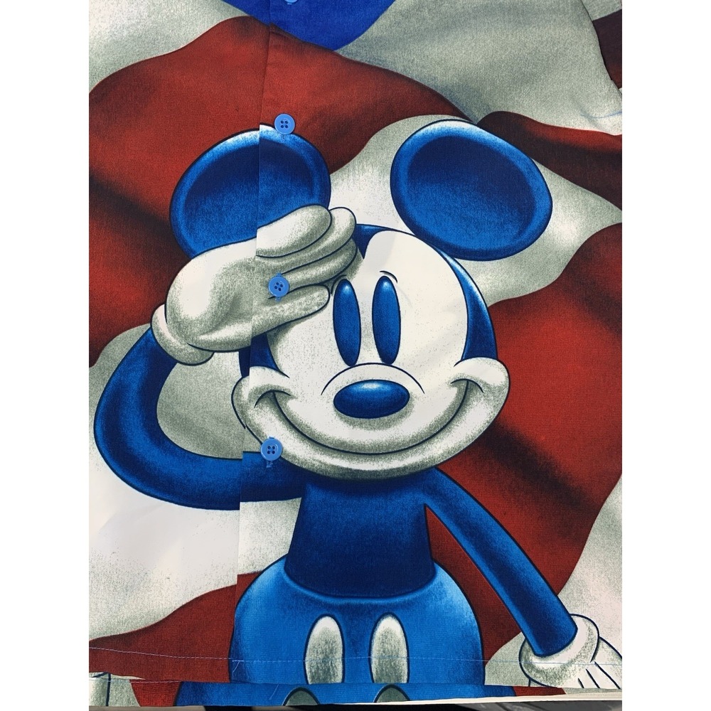Disney World Mickey Vintage Mouse Salute USA Flag Mens Short Sleeve Shirt Size L - Picture 7 of 7